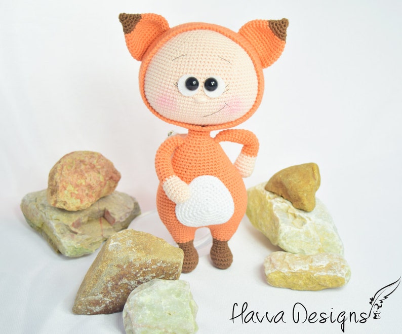 HavvaDesigns CROCHET PATTERN Amigurumi Tutorial Best Friends Fox and Chicken Bonnies Two patterns together
