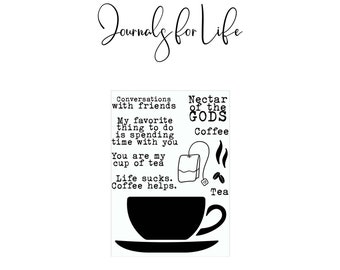 Coffee Friends 3x4 Clear Stamp for Journaling, Cardmaking, Scrapbooking, Backgrounds and Tags