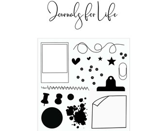 Journal Basics Stamps - 1, 2, and 3 - Tag and Background Builder Stamps