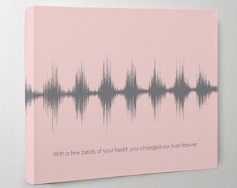 Baby Heartbeat Soundwave Art | Modern Nursery Wall Art on Canvas | Mothers Day Gift