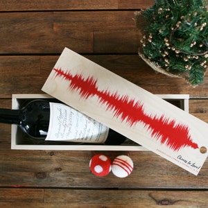 Unique Gift For Husband - Personalized Gift - Wedding Gift For Groom - Wood Wine and Spirit Box Gift with Sound Wave Art