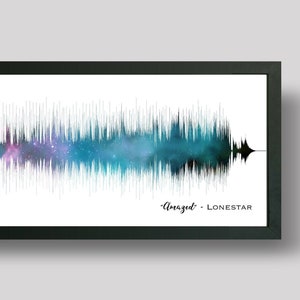 Cadeau de 30e anniversaire pour elle, oeuvre d'art d'onde sonore de chanson personnalisée, carte des étoiles personnalisée