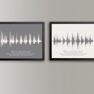 1 Year Anniversary Gift For Wife, Soundwave Art Wedding Vows, Paper Anniversary image 1