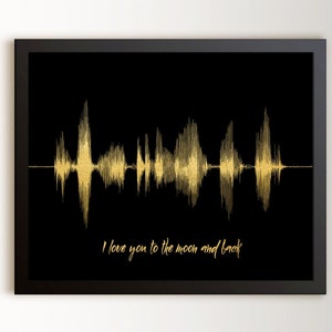 Personalized Paper Anniversary Gift For Him Sound Wave Print | I Love You To The Moon And Back Voiceprint | Any Voice Recording