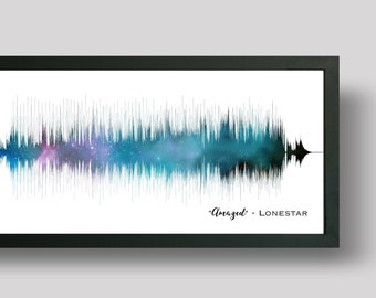 Custom Song Soundwave Art | Paper Anniversary Gifts Favorite Song | Iridescent Star Map Music Wall Art