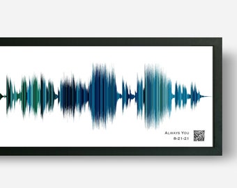 Cadeaux d'anniversaire d'un an pour petit ami | Illustration d'onde sonore personnalisée avec code QR en option