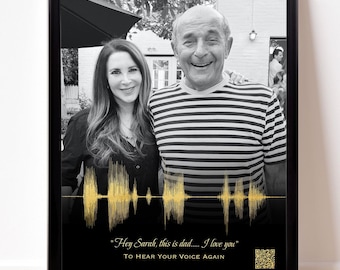 Custom Voice Cloning Memorial Gift: Soundwave Art with QR Code for Personalized Messages