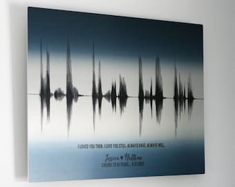 10th Anniversary, Tin Anniversary Gift for Her, Personalized Voiceprint, 10 Year Anniversary Gifts for Him, Sound Wave Art, Aluminum Metal