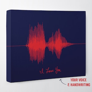 A unique and personalized engagement gift for her that features the sound wave of your voice recording and her handwritten vows. It's a great way to show her how much you care.