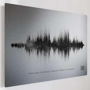 Brushed Tin 10th Anniversary Gift For Him - Personalized Night Sky Onyx Sound Wave Art