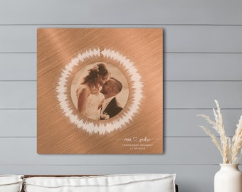 7th Copper Anniversary Gift Photo And Wedding Song | Sound Wave Song Art For Wife Or Husband | Music Wall Art