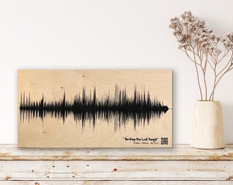 5th Wood Wedding Anniversary Gift For Him With Sound Wave Art