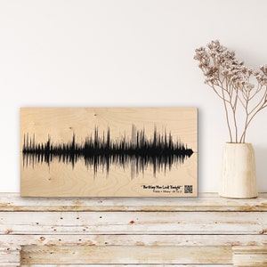 5th Wood Wedding Anniversary Gift For Him With Sound Wave Art