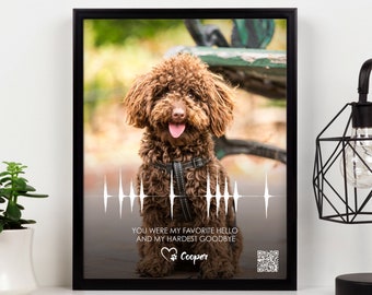 Personalized Dog Memorial Gift | Sound Wave Art QR Code | Sympathy Gift for Dog Loss | Pet Loss Gifts