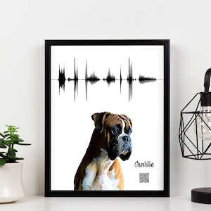 Boxer Dog Portrait | Hear Their Bark Soundwave Art | Dog Memorial Gift | Dog Loss Sympathy Gift