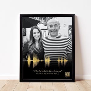 Dad Memorial Picture with Voice Recording Gift | Loss of Father Gifts | Custom Voicemail Soundwave Art | Sympathy Gifts