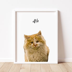 Personalized Cat Portrait Frame: Custom Pet Art with Soundwave Option