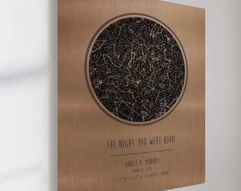 Personalized 50th Birthday Star Map Metal Art – Custom Night Sky Milestone Birthday Gift