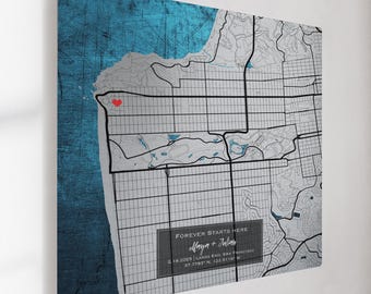 25th Silver Anniversary Gift for Husband, Custom Metal Map Print, Personalized 25 Year Wedding Present, Modern Silver City Street Poster