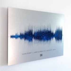 Custom Song Soundwave Art | Night Sky on Metal | Sapphire Anniversary Gifts For Husband | Music Wall Art