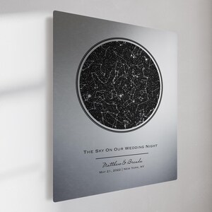 Custom  10 Year Tin Anniversary Gift Star Map Art - Personalised Night Sky Constellation