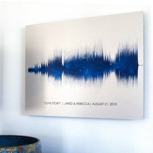 10 Year Anniversary Gift for Husband | Tin Song Soundwave Art | Night Sky Star Map Gift for Wife