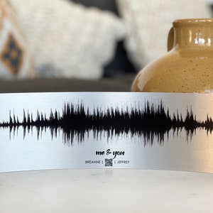 Personalized Curved Metal Soundwave Art - A Unique Tabletop Tin Gift for Birthdays