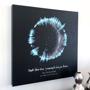 Cadeau de 2e anniversaire pour mari | Carte des étoiles personnalisée par date | Ondes sonores | Cadeau d'enregistrement vocal