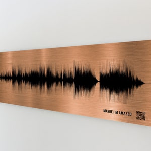 Cadeau du 8e anniversaire | Cadeau d'anniversaire de bronze | Ondes sonores de chanson de mariage | Code QR en option