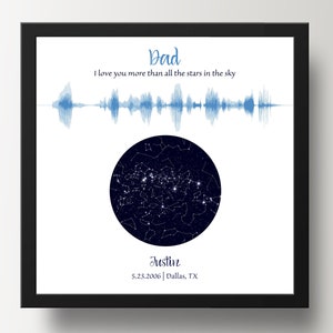 Carte des étoiles personnalisée du ciel nocturne, art des ondes sonores, impression par date