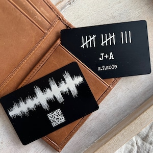 Regalo personalizado con ondas sonoras de canciones para marido: regalo significativo: inserto de tarjeta de billetera de metal con grabación de voz: regalo único para él