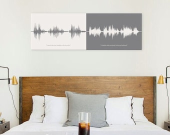 Personalized Wedding Vows Sound Wave Canvas Art - Anniversary Gift Idea for Couples