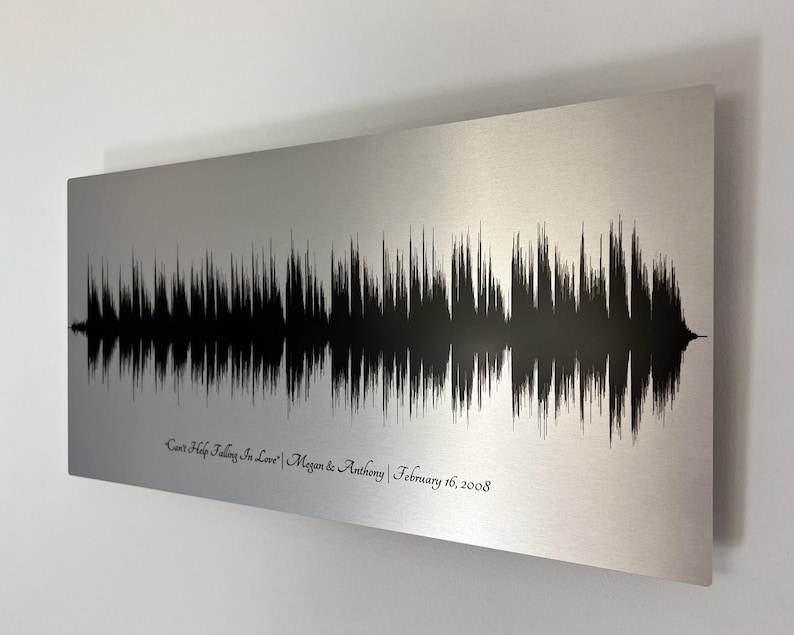 10 Year Tin Anniversary Gift for Husband Wedding Song Sound Wave Art image 1