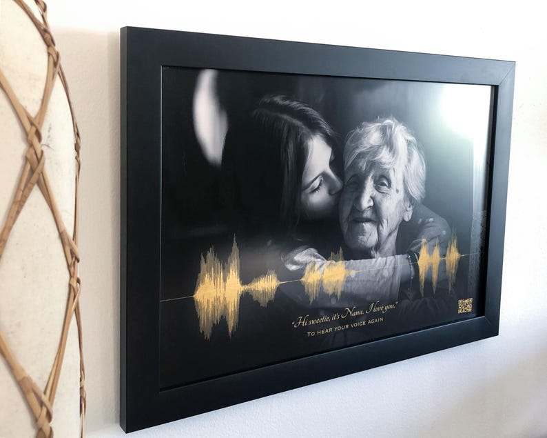 Voice Recording Memorial Gift | Loss of Mother | Voicemail Soundwave Art with QR Code image 2
