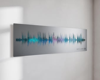 10 Year Anniversary Tin Gift For Wife: Personalized Iridescent Night Sky Song Soundwave Art