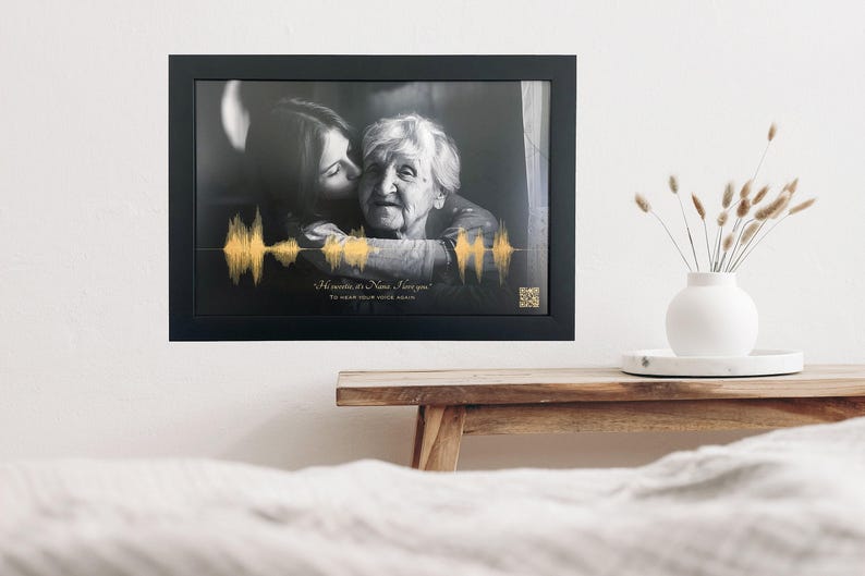 Voice Recording Memorial Gift | Loss of Mother | Voicemail Soundwave Art with QR Code image 5