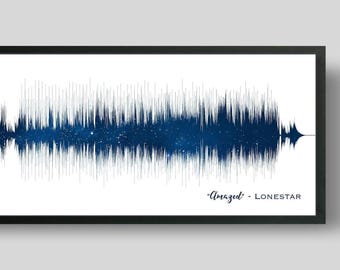 Soundwave Art | Paper Anniversary Gifts | Music Wall Art | Favorite Song Night Sky Print