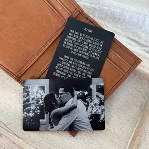 10 Year Tin Anniversary Gift For Him Personalized Engraved Picture Aluminum Wallet Card Insert image 6