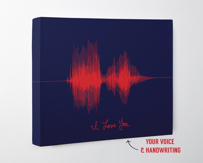 A unique and personalized engagement gift for her that features the sound wave of your voice recording and her handwritten vows. It's a great way to show her how much you care.