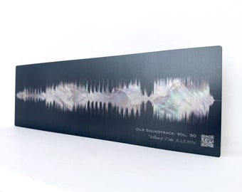 Personalized 30th Anniversary Pearl Sound Wave Metal Art – Custom Song QR Code Gift