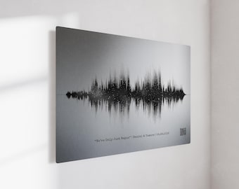 Brushed Tin 10th Anniversary Gift For Him - Personalized Night Sky Onyx Sound Wave Art
