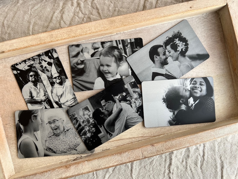 10 Year Tin Anniversary Gift For Him Personalized Engraved Picture Aluminum Wallet Card Insert image 8