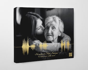 Custom Voice Cloning Memorial Gift: Soundwave Art with QR Code for Personalized Messages