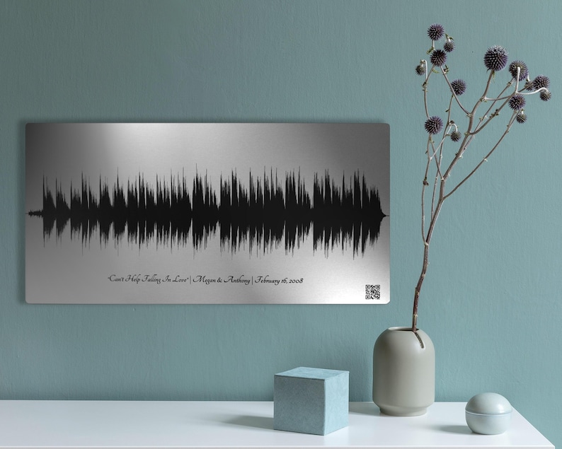 10 Year Tin Anniversary Gift for Husband Wedding Song Sound Wave Art image 3