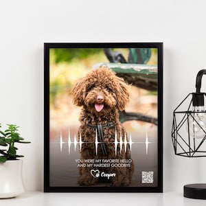 Personalized Dog Memorial Print: Sound Wave Art, QR Code Pet Loss Sympathy Gift