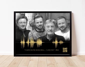 Custom Voice Cloning Memorial Gift: Soundwave Art with QR Code for Personalized Messages