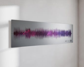 20 Year Platinum Amethyst Night Sky Anniversary Gift For Her | Song Sound Wave Art