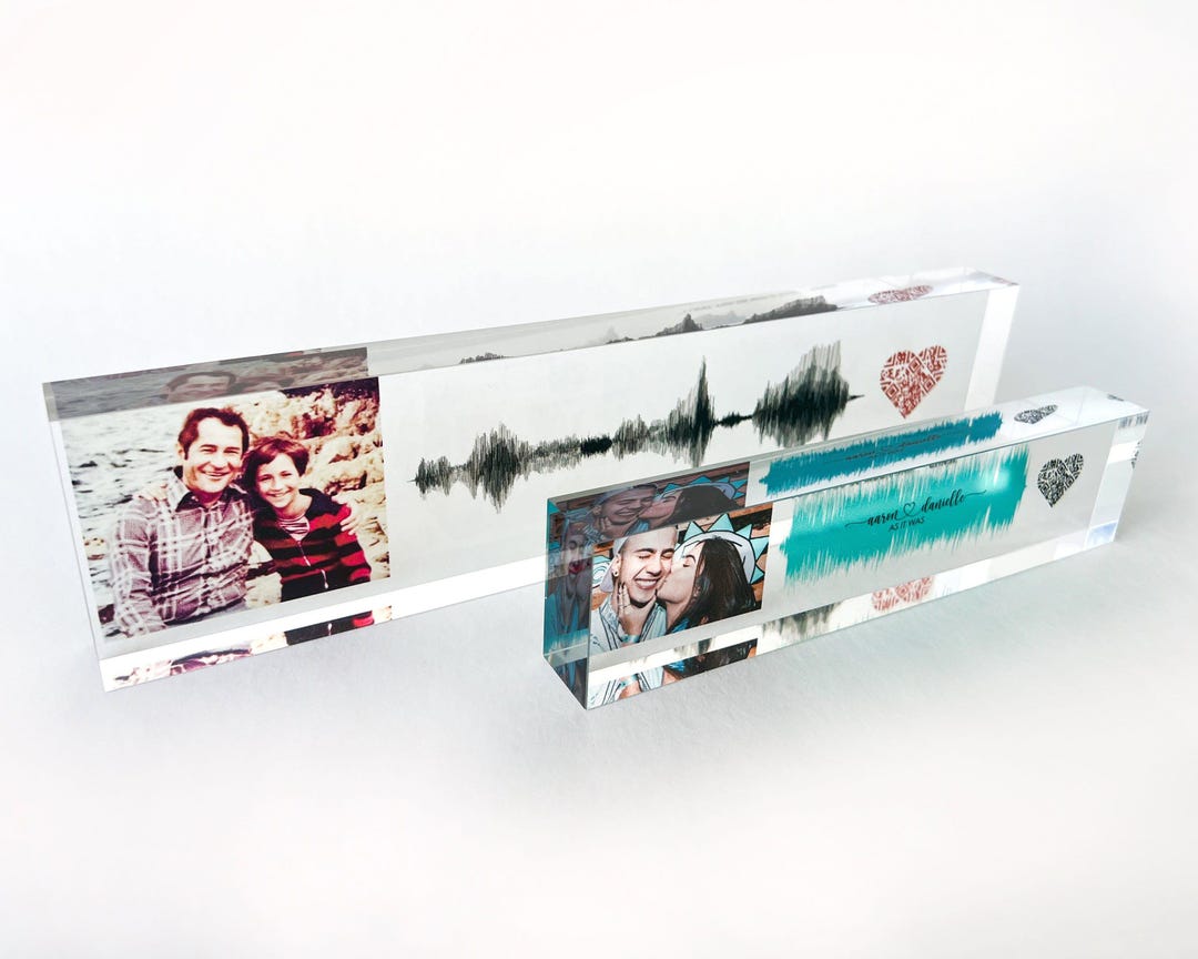 Arte Personalizzata Con Onde Sonore – Blocco In Acrilico Con QR Code – Regalo Unico – 12x3x1.25 Pollici