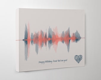 Cadeau d'anniversaire pour maman par enfant | Cadeau d'enregistrement vocal | Code QR art et coeur Soundwave