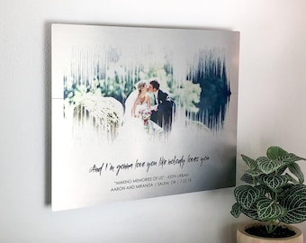 20th Anniversary Gift for Him, Unique Platinum Sound Wave Art Keepsake
